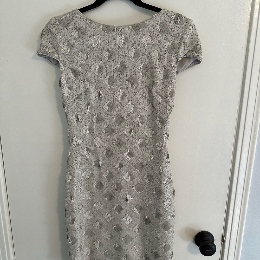 Dress the Population Silver Textured Mini Dress